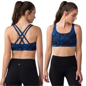 Lululemon Energy Bra Dandy Digie Porcelaine Black Blue Size 4 B/C Cup